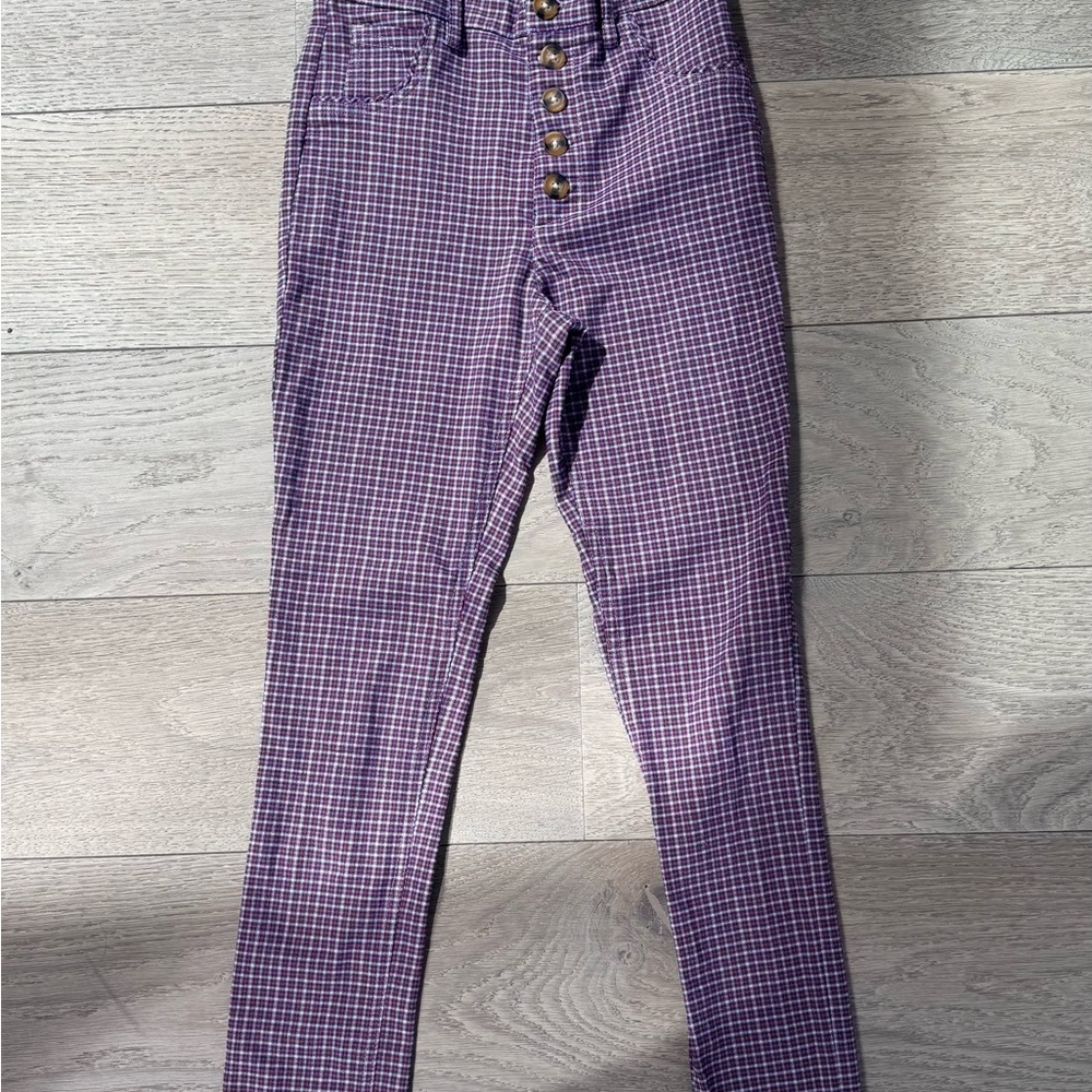 Urban Outfitters Purple Plaid High-Waisted Pants
